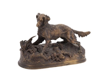 P.J. MENE, HUNTING DOG, BRONZE SCULPTURE