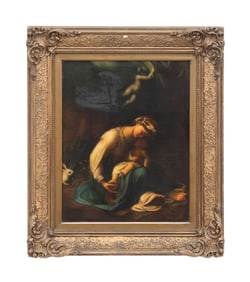 19TH C. CONTINENTAL SCHOOL MADONNA & CHILD, O/C
