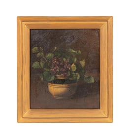 ZENO ALEXANDER, PURPLE FLOWERS, OIL ON BOARD