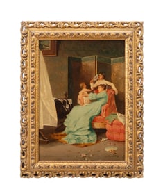 CONTINENTAL SCHOOL GENRE SCENE, MOTHER & CHILDREN