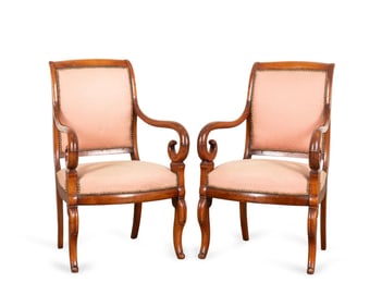 PAIR, 19TH LOUIS PHILPPE MAHOGANY ARMCHAIRS
