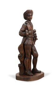 CONTINENTAL CARVED WOOD FIGURE OF AUTUMN