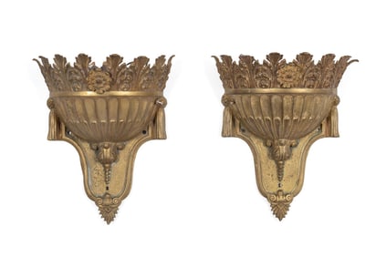 PAIR OF GILT BRONZE SCONCES, C. 1925
