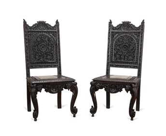 PAIR OF ANGLO-INDIAN CARVED CHAIRS