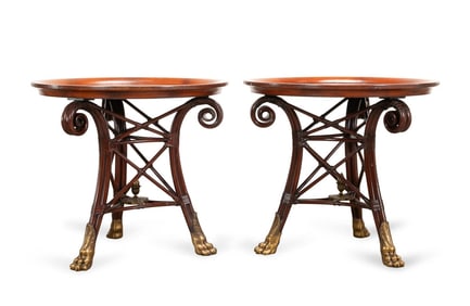 PR, MAITLAND-SMITH NEOCLASSICAL LEATHER TOP TABLES