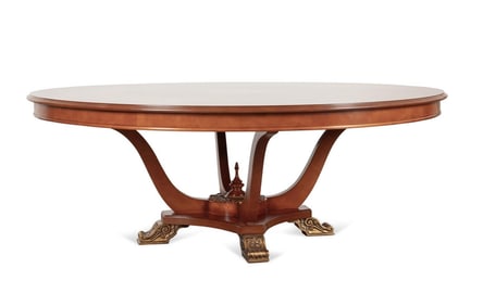 82" ROUND NEOCLASSICAL STYLE MARQUETRY TABLE