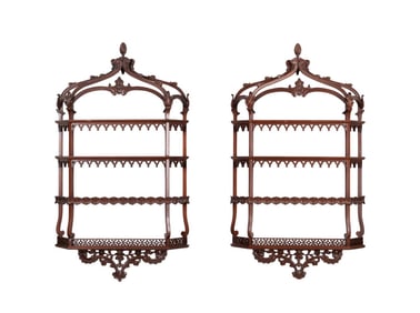 PAIR OF CHELSEA HOUSE CHIPPENDALE STYLE SHELVES