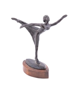 BALLERINA BRONZE ON WOOD BASE 1985