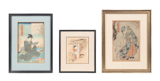 3PCS FRAMED JAPANESE WOODBLOCK PRINTS