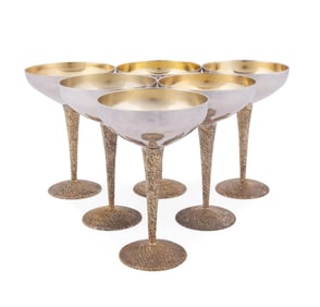 SET OF SIX QUEEN ELIZABETH II STERLING CHAMPAGNES