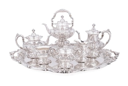 SEVEN PIECE REED & BARTON STERLING TEA SERVICE