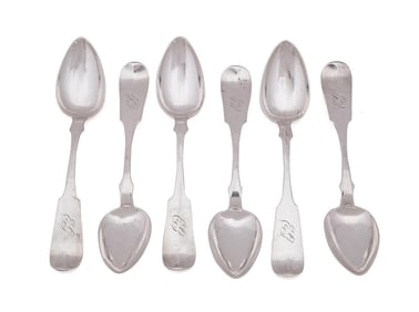 SET OF 6 WILLIAM KENDRICK COIN SILVER TABLESPOONS