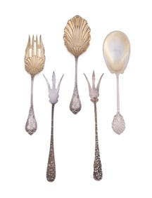 5 AMERICAN STERLING & COIN SILVER SERVING PIECES