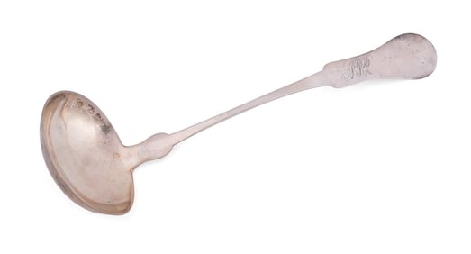 FARRINGTON & HUNNEWELL COIN SILVER SOUP LADLE 1852