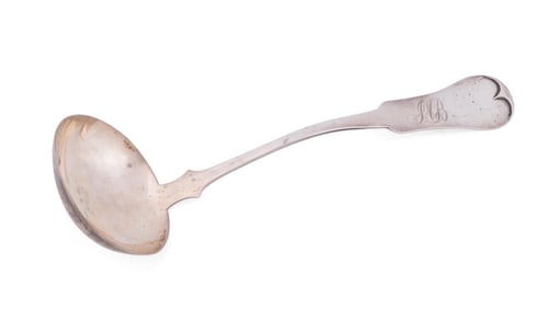 LEONARD FORBES COIN SILVER PUNCH LADLE, 1835-1870