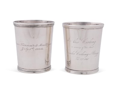 TWO MID-19TH C. AMERICAN COIN SILVER JULEP CUPS