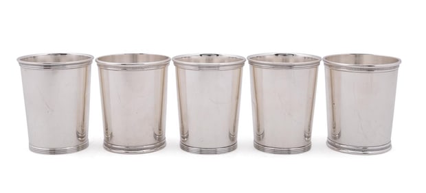 FIVE AMERICAN STERLING SILVER MINT JULEP CUPS
