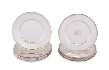 14 AMERICAN STERLING SILVER BREAD PLATES