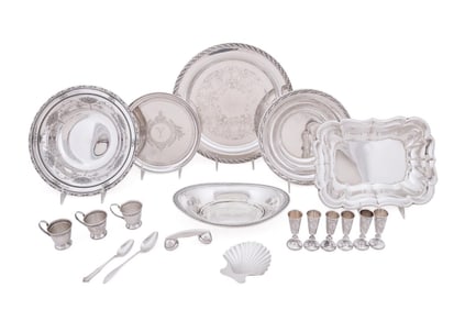 19 PIECES OF AMERICAN & RUSSIAN SILVER HOLLOWARE