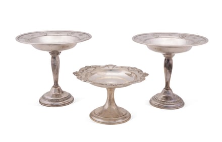 THREE WEIGHTED AMERICAN STERLING SILVER COMPOTES
