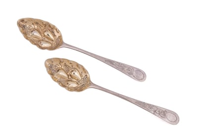 PAIR OF GEORGE III SILVER BERRY SPOONS, 1801