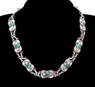 GEORG JENSEN CHRYSOPRASE 830 SILVER NECKLACE