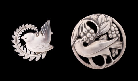 GEORG JENSEN STERLING PINS, NO. 309 AND 53