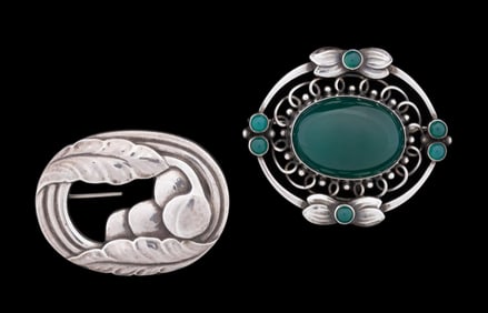 GEORG JENSEN STERLING BROOCHES, NO. 91 & 18