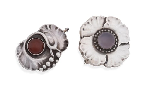 GEORG JENSEN SILVER BROOCHES, NO. 189B & 68