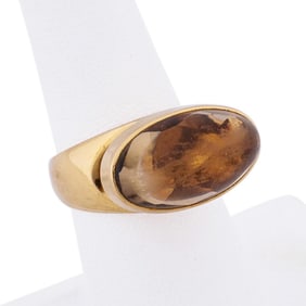 TUK FISCHER FOR JENSEN AMBER 18K YG RING