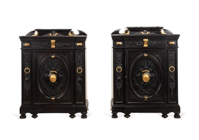 PAIR OF RENAISSANCE REVIVAL EBONIZED CABINETS