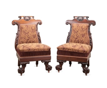PAIR OF S. KARPEN & BROS. MAHOGANY SLIPPER CHAIRS