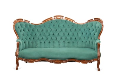 ROCOCO REVIVAL WALNUT SETTEE, 19TH C.