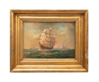 LEMUEL ELDRED MARITIME SCENE OIL ON CANVAS