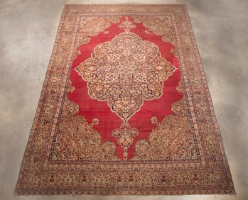 LARGE ANTIQUE PERSIAN HANDMADE LAVAR KERMAN RUG