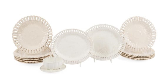 14 PIECE WEDGWOOD BASKETWEAVE CREAMWARE GROUP