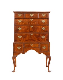 19TH C. QUEEN ANNE MAHOGANY CHEST ON STAND