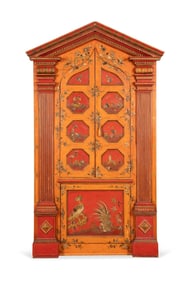 ENGLISH CHINOISERIE PAINTED CORNER CABINET