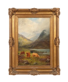 19TH C SCOTTISH HIGHLANDS LANDSCAPE, O/C