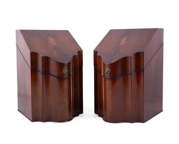 PAIR OF GEORGIAN STYLE MAHOGANY KNIFE BOXES