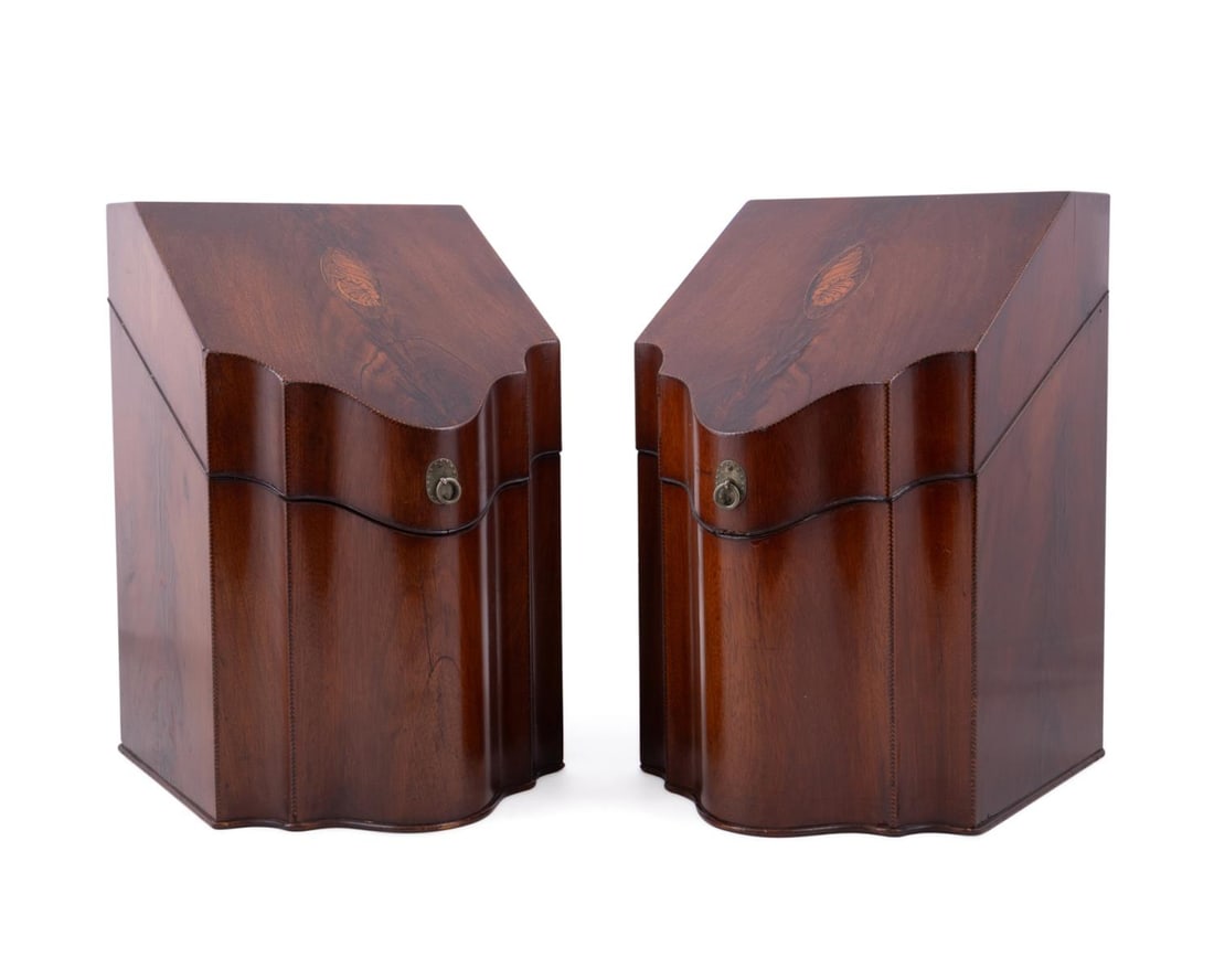 PAIR OF GEORGIAN STYLE MAHOGANY KNIFE BOXES (1 of 6)