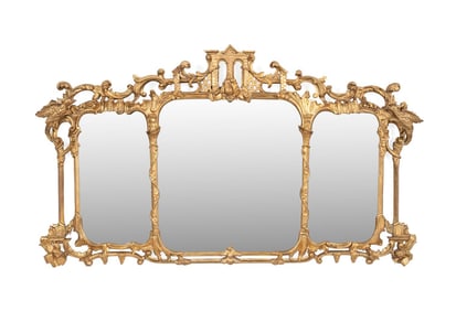 19TH C. CHINESE CHIPPENDALE OVERMANTEL MIRROR