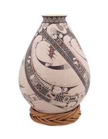 ISMAEL FLORES LARGE MATA ORTIZ POTTERY VESSEL