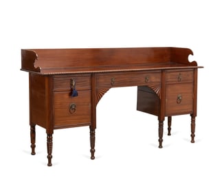 19TH C. SHERATON MAHOGANY SIDEBOARD WITH GALLERY