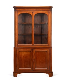 19TH C. ENGLISH MAHOGANY CORNER CUPBOARD