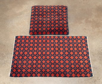 PAIRED WESTERN CHINA RUG AND PILLOW