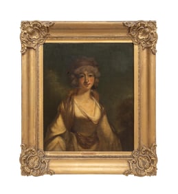 SCH. G. ROMNEY, 18TH C. PORTRAIT OF YOUNG LADY O/B