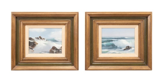 TWO JAMES PETER COST SEASCAPES, OIL ON CANVAS