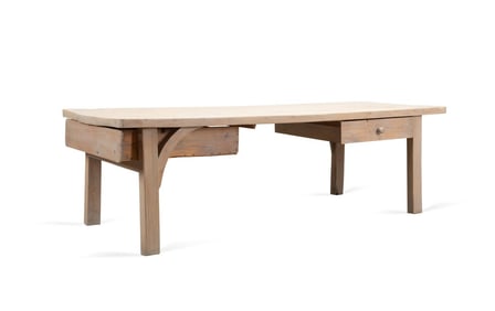 MONUMENTAL FRENCH LIME WASHED PINE WORK TABLE