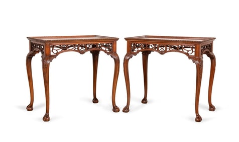 PAIR OF MAHOGANY CHIPPENDALE STYLE END TABLES